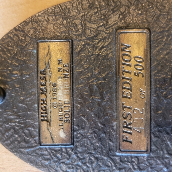 Vtg 1986 High Mesa First Edition Texas Bronze belt buckle - Picture 4 of 4